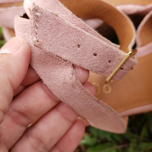 Anthropologie Lien Do Womens Suede Cork Platform Wedge Sandals Size 6 Barbiecore - Picture 13 of 16